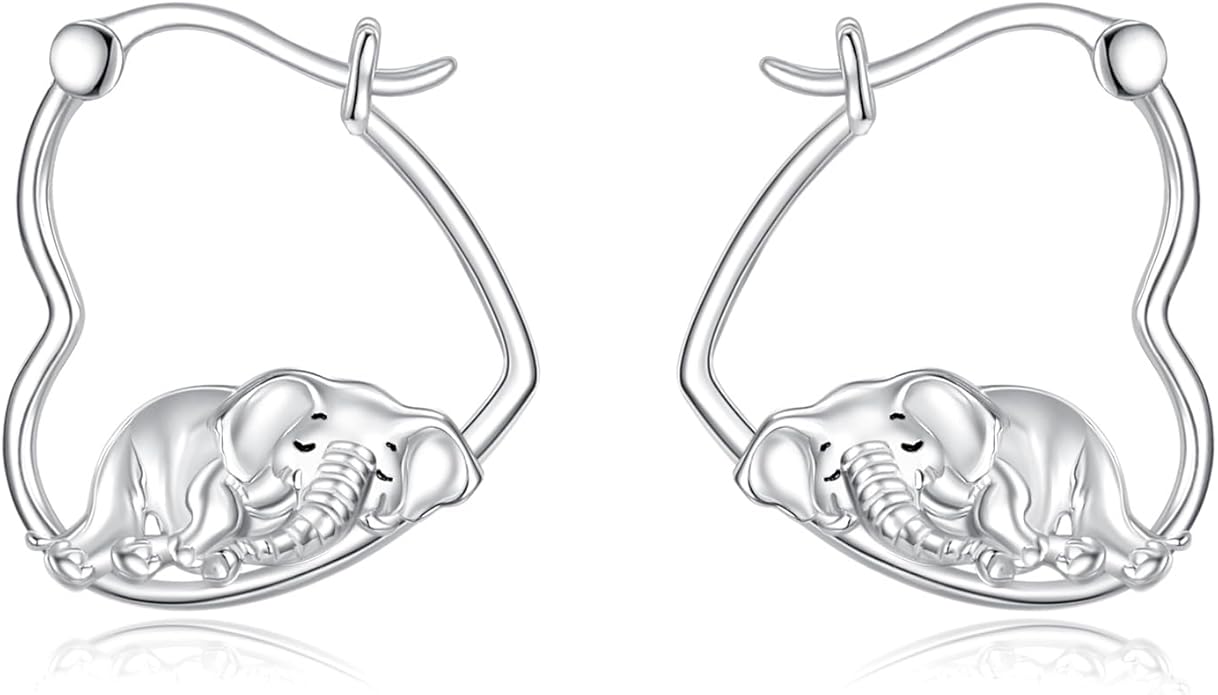 YFN Animal Earrings Sterling Silver Animal Heart Hoop Dangle Earrings Cute Jewelry Gifts for Women