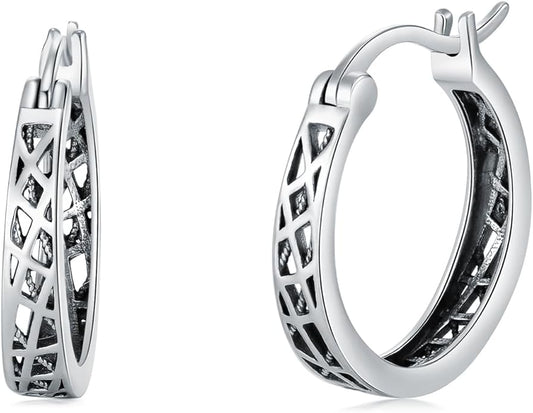 Sterling Silver Hoop Earrings Small Hoop Sun/Leaf/Triangle Huggie Earrings for Women Hypoallergenic