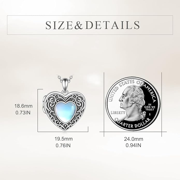 TIGER RIDER Sterling Silver Photo Locket Necklace That Holds Pictures Oval Shaped Photo Jewelry for Mother Daughter Wife