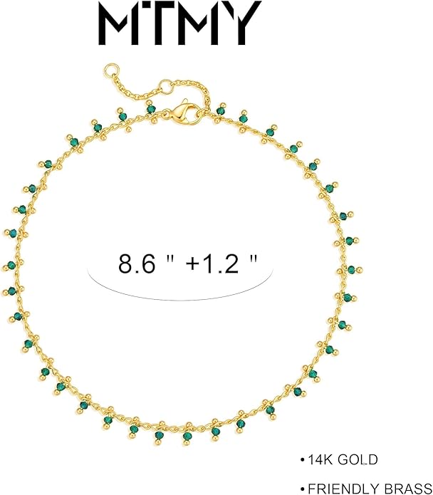 MTMY Gold Anklets for Women 14K Gold Plated Tiny Bead Anklet Colorful Tassel Foot Chain Dainty Adjustable Cute Summer Beach Boho Anklets Jewelry Gift
