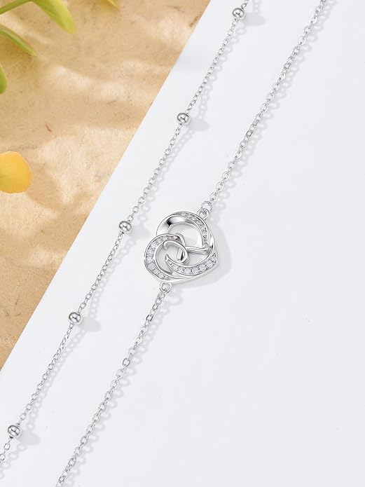 Dorunmo Initial Anklet 925 Sterling Silver Letter A-Z Layered Heart Anklet Beach Jewelry Birthday Gifts for Women