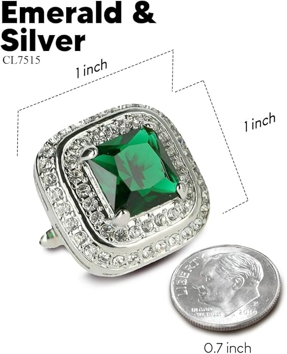 Vittorio Vico Square Colored Crystal Double Diamond Set Cufflinks
