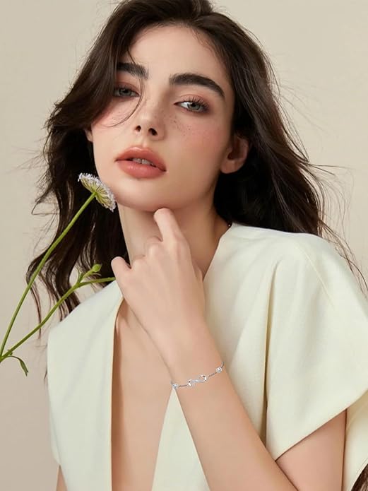 Dorunmo Infinity Bracelet Mom Bracelet 925 Sterling Silver 14K Gold Plated Infinity Heart Anklet for Women Christmas Jewelry Gifts for Wife Mom Daughter