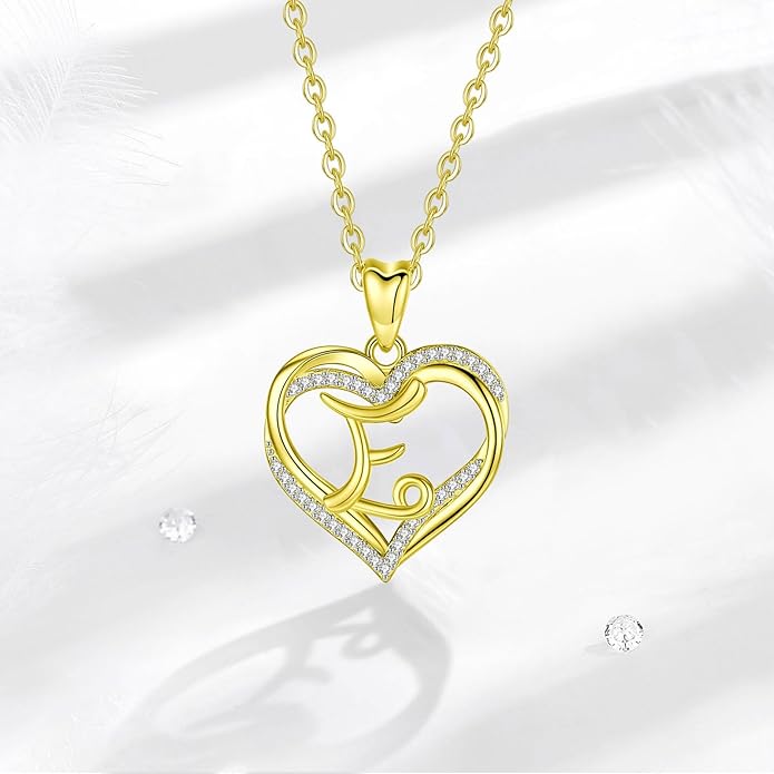 INFUSEU Unique Initial Necklaces for Women Girls Small Heart Letter Jewelry, Meaningful Personalized Gifts