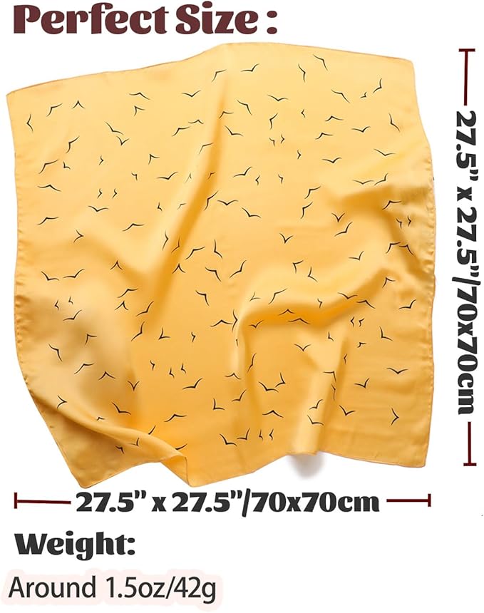 kcctoo 27.5" Mulberry Silk Feeling Head Scarf Women's Fashion Square Neck Satin Scarfs for Bag Hair Scarves Gift