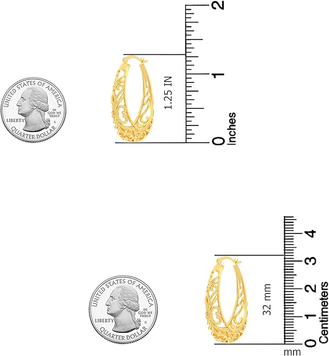 LeCalla 925 Sterling Silver Hoop Earrings | Women's Filigree Hoop Earrings | Openwork Mesh Filigree Cut Earring | Lightweight & Hypoallergenic Vintage Hoop Earrings for Women