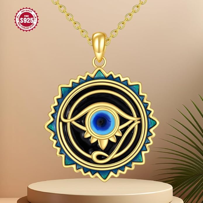 Evil Eye Necklace 925 Sterling Silver Evil Eye Pendant Necklace Greek Protection Jewelry Gifts Lucky Necklace for Women Men