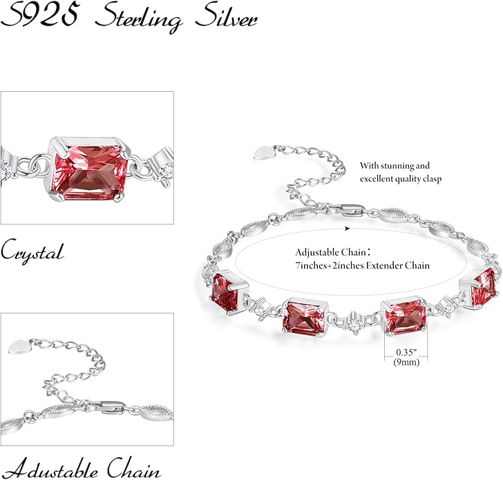 PRAYMOS Birthstone Bracelets for Women Mom Mother's Grandma Sterling Silver Women's Bracelets Birthstone Jewelry Gifts