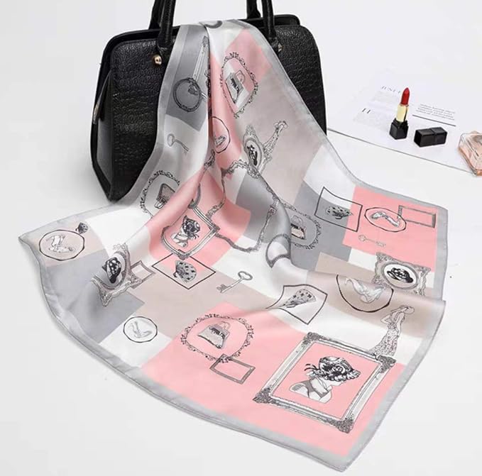 ANDANTINO 100% Mulberry Silk Square Scarf for Hair-25.6" X25.6'' Women Men Natural Silk Neckerchief Digital Printed Headscarf