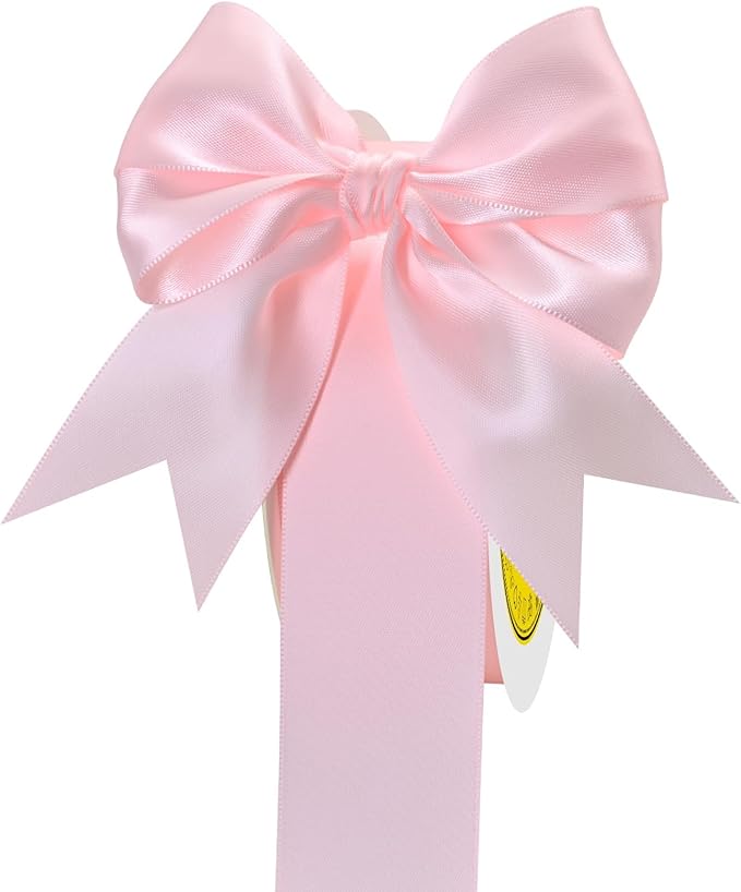 LEEQE Double Face Lt.Pink Satin Ribbon 1-1/2 inch X 50 Yards Polyester Lt.Pink Ribbon for Gift Wrapping Very Suitable for Weddings Party Hair Bow Invitation Decorations and More