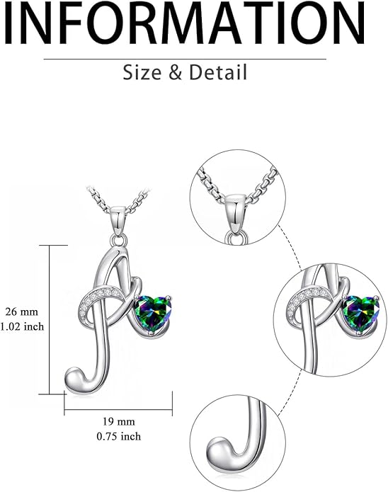 Christmas Gifts for Women Alphabet A to Z Initial Birthstone Pendant Necklaces for Women - 18k White Gold Plated Personalized Name Jewelry Valentine Mothers Day Birthday Gifts for Women Her Girlfriend