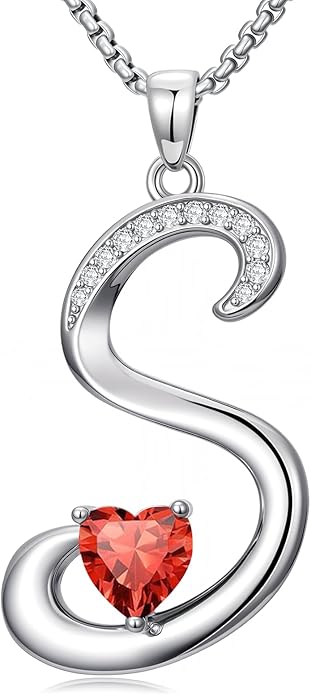 Christmas Gifts for Women Alphabet A to Z Initial Birthstone Pendant Necklaces for Women - 18k White Gold Plated Personalized Name Jewelry Valentine Mothers Day Birthday Gifts for Women Her Girlfriend