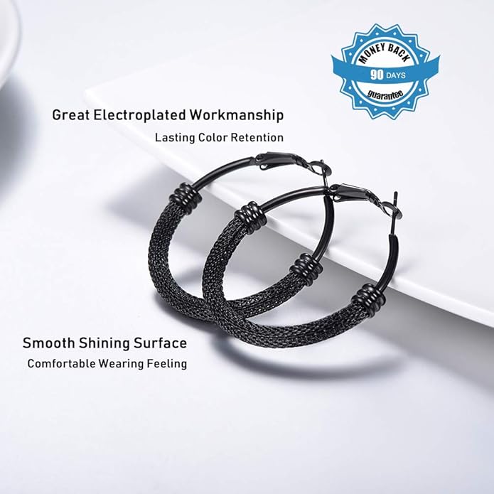 PROSTEEL 30/40/60/80/100mm Chunky Hoop Earrings For Women Gold Plated/Black Stainless Steel Hoops Earrings Statement Jewelry