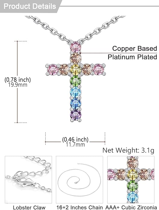 U7 Cross Necklace for Women,Silver/14K Gold Large or Small Cross Necklaces with CZ Diamond,Faith Birthday/Christmas Gift for Her Women Mother Daughter Grandmother