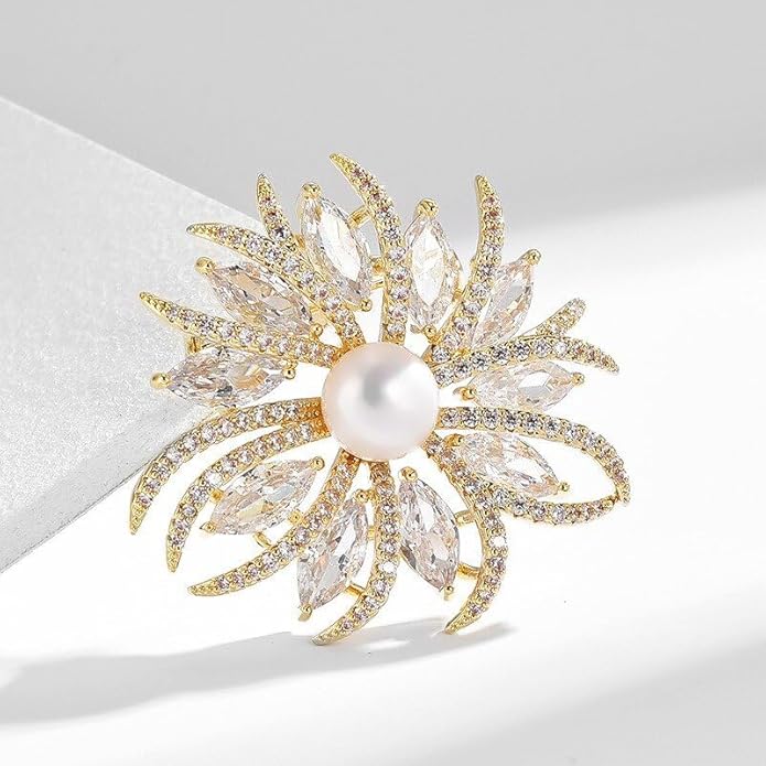 UNVAK Rhinestone Flower Brooch - Crystal Flower Pin for Women - Valentine's Day & Mother's Day Gift