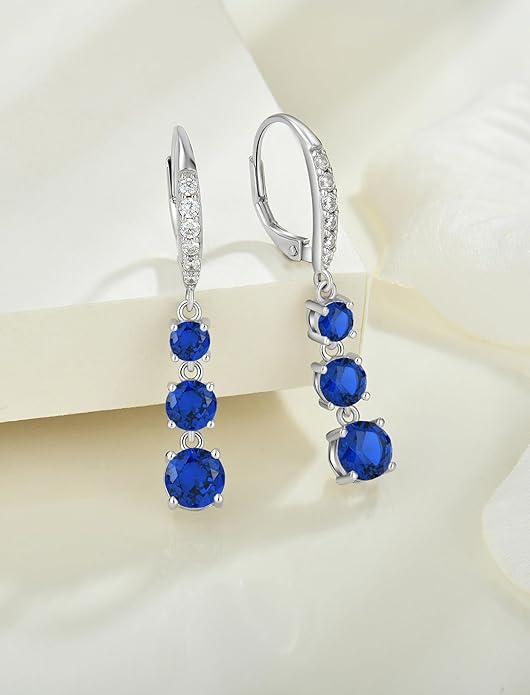 Starchenie Dangle Drop Earrings for Women 925 Sterling Silver Leverback Earrings Birthstone Jewelry