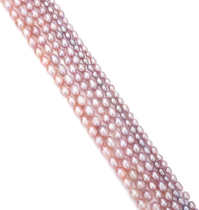 BEADIA Natural Pearl Beads Rice 6-7mm Purple Freshwater Cultured Loose Gemstone Beads for DIY Jewelry Making 13.8''/Strand