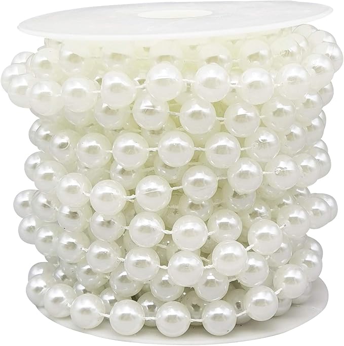 INSPIRELLE 10MM Ivory Faux Pearl Beads 6M Garland Pearl Bead Roll Strand for Wedding Party Decoration