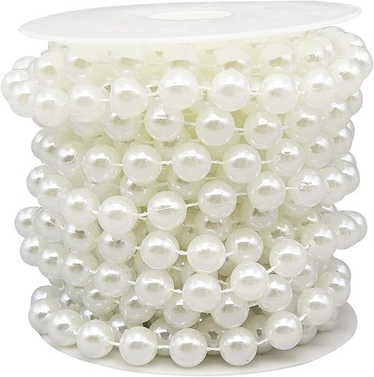 INSPIRELLE 10MM Ivory Faux Pearl Beads 6M Garland Pearl Bead Roll Strand for Wedding Party Decoration