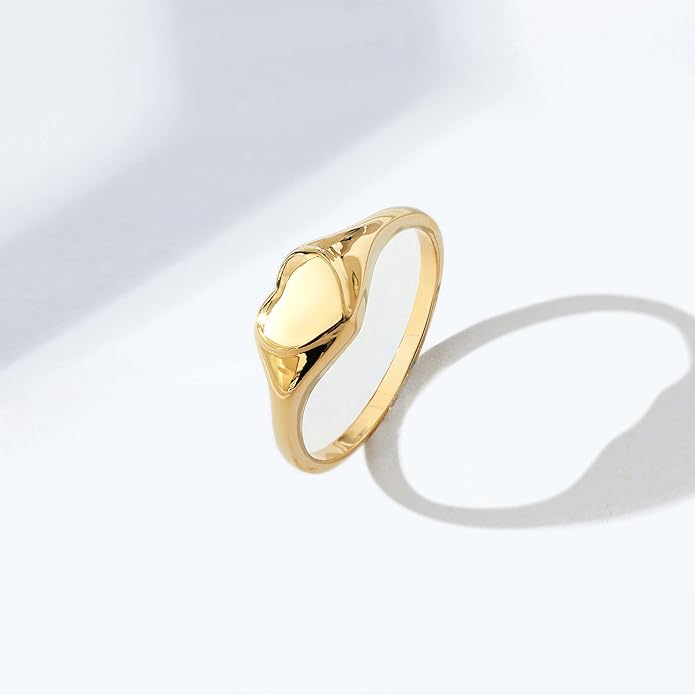 Amazon Essentials 14K Plated Sterling Silver Round Signet Ring