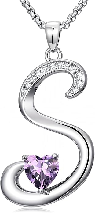 Christmas Gifts for Women Alphabet A to Z Initial Birthstone Pendant Necklaces for Women - 18k White Gold Plated Personalized Name Jewelry Valentine Mothers Day Birthday Gifts for Women Her Girlfriend