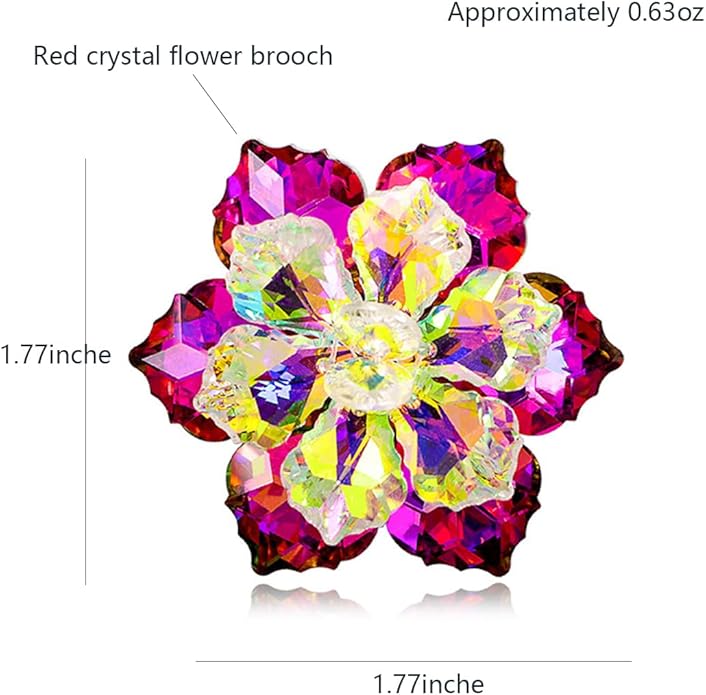 Rhinestone Sunflower Brooch Pin for Women Red Black Purple Large Flower Broochs Snowflake Brooch Marquise Wreath Brooches Jewelry