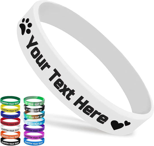 Custom Silicone Wristbands Bulk 1/5/25/50/100/200 PCS Personalized Rubber Bracelets Wristbands for Events,Support, Fundraisers, Motivation, Awareness(White)