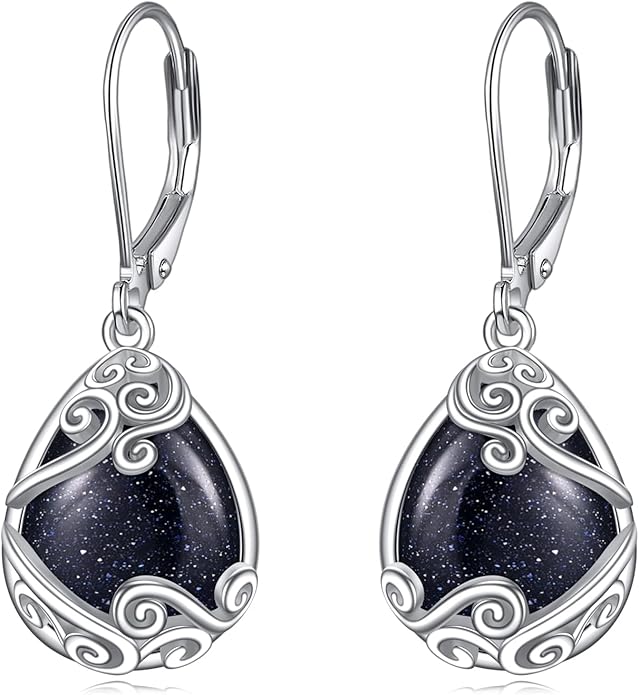 Moonstone Filigree Drop Dangle Teardrop Earrings 925 Sterling Silver Moonstone Leverback Earrings for Women Jewelry Gifts