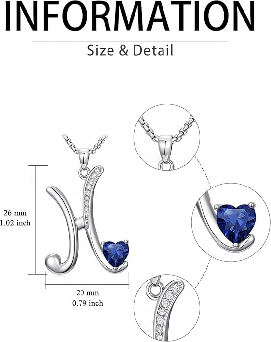 Christmas Gifts for Women Alphabet A to Z Initial Birthstone Pendant Necklaces for Women - 18k White Gold Plated Personalized Name Jewelry Valentine Mothers Day Birthday Gifts for Women Her Girlfriend
