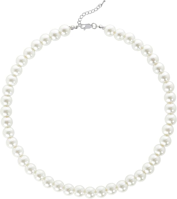 BABEYOND Round Imitation Pearl Necklace Wedding Pearl Necklace for Brides