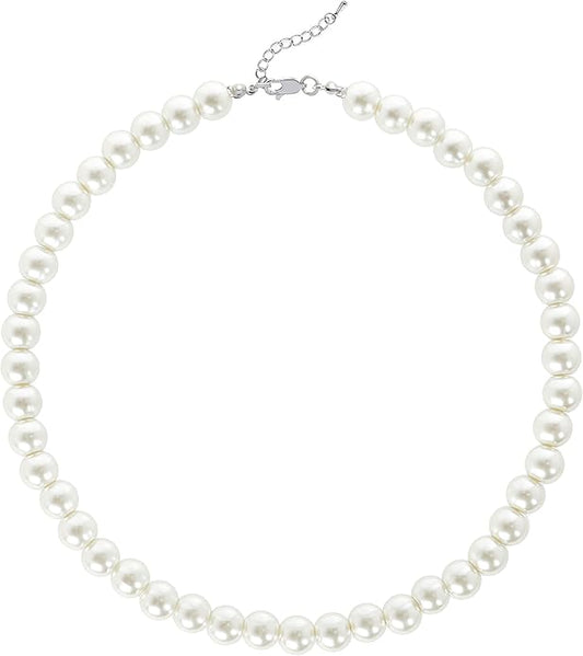 BABEYOND Round Imitation Pearl Necklace Wedding Pearl Necklace for Brides