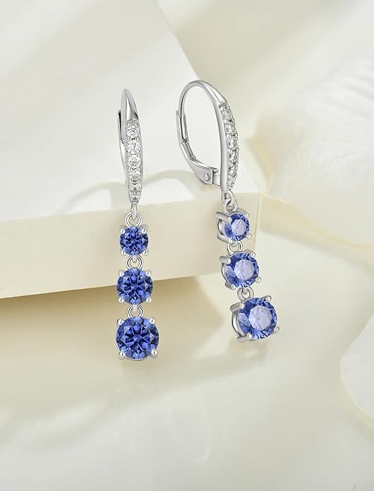 Starchenie Dangle Drop Earrings for Women 925 Sterling Silver Leverback Earrings Birthstone Jewelry