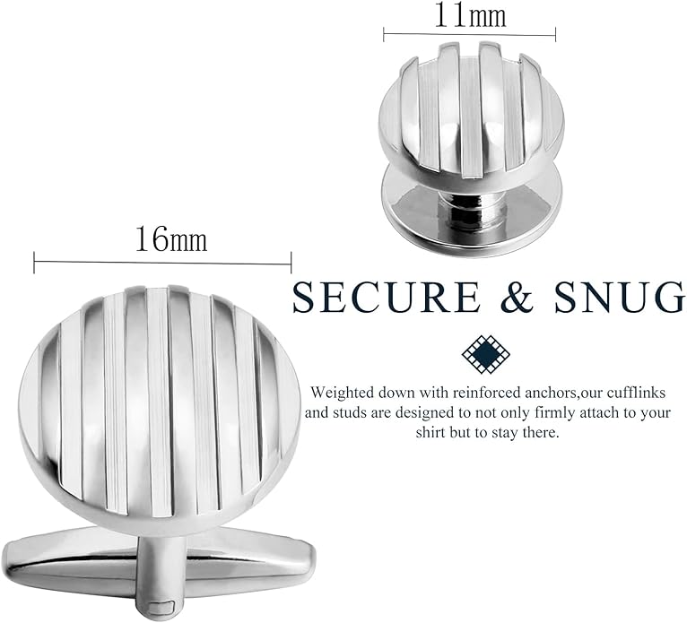 HAWSON Cufflinks and Studs for Men-Fashion Men Vintage Enamel Carbon Fiber Tuxedo Shirt Cufflinks and Studs Set for Regular Wedding Business Accessories