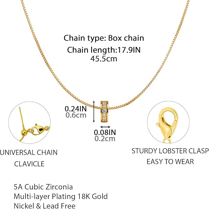 Cerulenne 14K Gold Plated Diamond Pendant Necklace for Women, Dainty Paperclip Chain Choker, Cute Small Waist Pendant, Simple & Trendy Gold Jewelry Gift