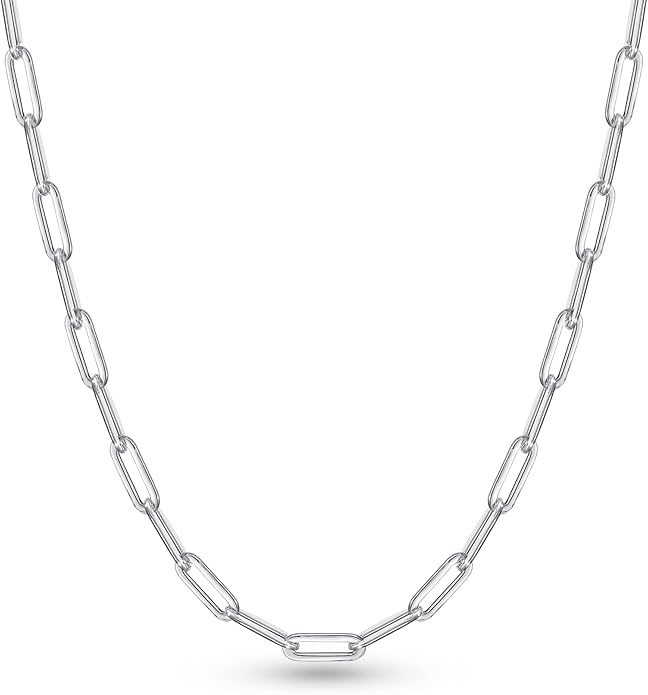 OCHCOH 925 Sterling Silver Clasp 2.5/3/4/5mm Paperclip Chain for Women Silver Chain Necklace 16, 18, 20, 22, 24, 26, 30 Inches