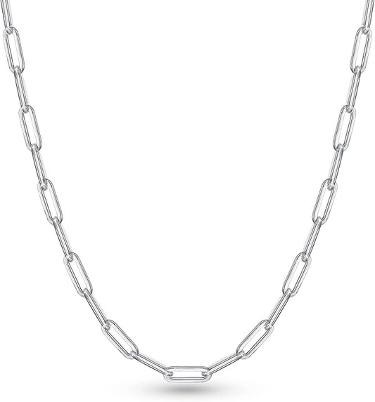 OCHCOH 925 Sterling Silver Clasp 2.5/3/4/5mm Paperclip Chain for Women Silver Chain Necklace 16, 18, 20, 22, 24, 26, 30 Inches