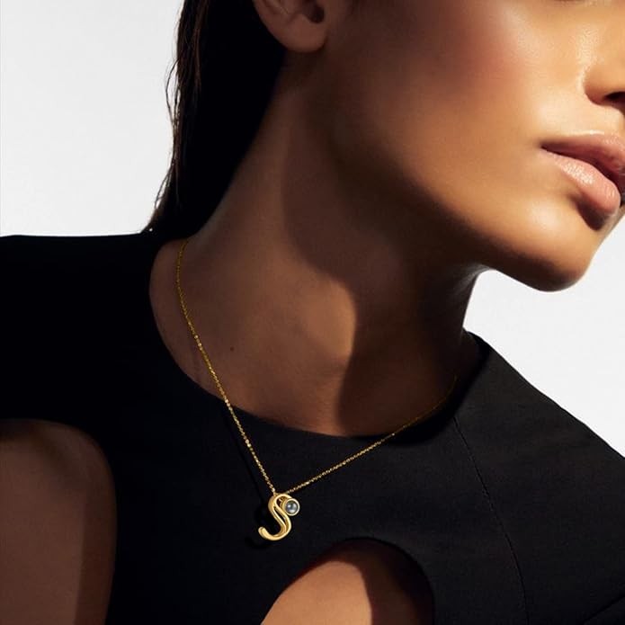 Custom4U Personalized Initial Picture Necklace for Women, Projection Necklace with Picture Inside, Gold/Silver Letter Pendant Necklace, Custom Photo Gifts for Mom Wife Birthday Valentines