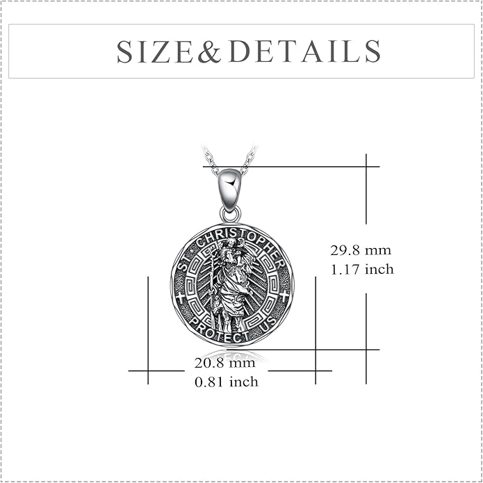 YFN Patron Saint Necklace Sterling Silver Amulet Medal Pendant Religious Protector Jewelry Gifts for Women Men