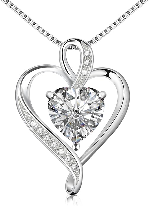 925 Sterling Silver Necklace - Exquisite Silver Jewelry for Women - Heart Pendant Silver Necklace - Birthday, Anniversary, Valentine's Day Gift for Women, Wife, Mom, Girlfriend, Lady