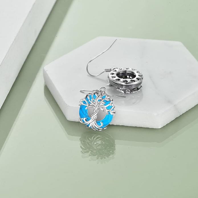 TOUPOP Tree of Life Earrings 925 Sterling Silver Family Tree Dangle Drop Earrings Crystal Jewelry Birthday Christmas Gifts for Women Her