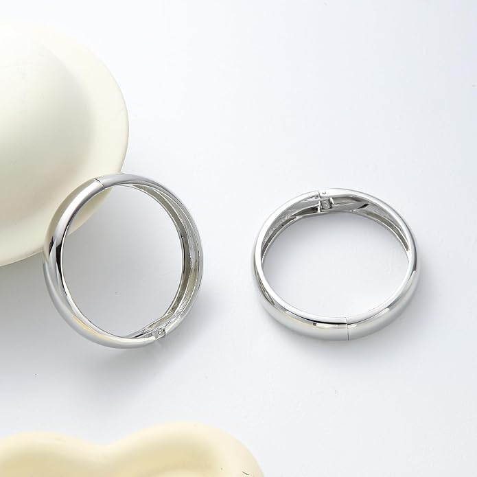 Bangle Bracelets for Women | 14K Gold Plated Trendy Wide Bracelets | Hinged Arm Cuff Bangles Chunky Bracelet for Women