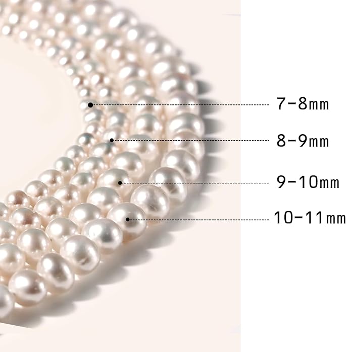 Freshwater Cultured Pearl Necklace, Real Pearl Necklace with Silver Chain and Clasp, Jewelry for Brides Wedding Gifts for Women Her Wife Sister