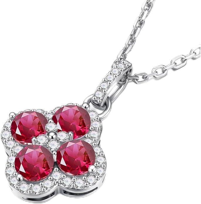 Iefil Valentines Day Gifts for Her - 925 Sterling Silver Birthstone Clover Necklace for Women, Anniversary Birthday Gifts for Women Wife Girlfriend Mom