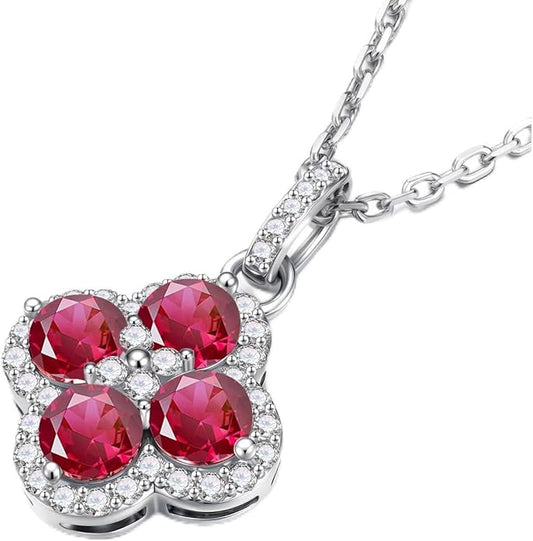 Iefil Valentines Day Gifts for Her - 925 Sterling Silver Birthstone Clover Necklace for Women, Anniversary Birthday Gifts for Women Wife Girlfriend Mom
