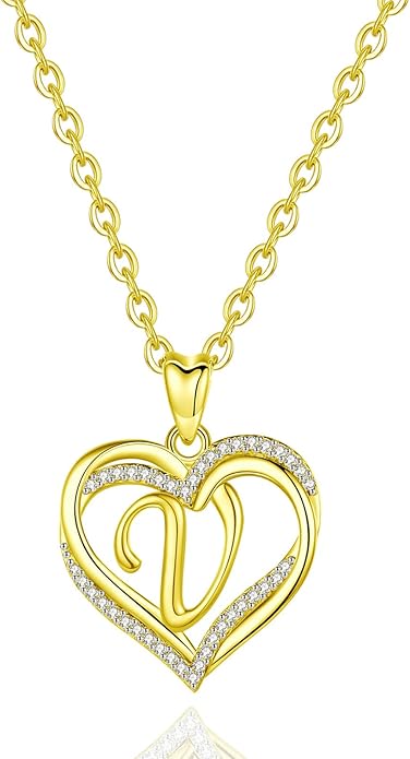 INFUSEU Unique Initial Necklaces for Women Girls Small Heart Letter Jewelry, Meaningful Personalized Gifts
