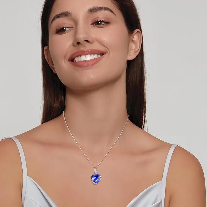 FJ Infinity Birthstone Necklace 925 Sterling Silver Love Heart Pendant Jewelry Gifts for Women