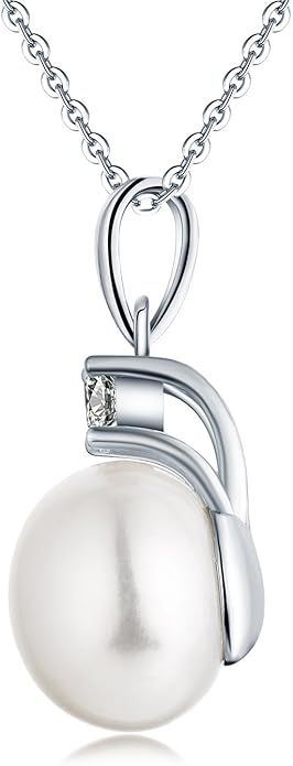 925 Sterling Silver Freshwater Cultured Pearl Pendant Necklace JO WISDOM Jewelry for Women,Girls
