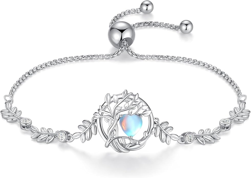 FANCIME Tree of life Birthstone Bracelet for Women Sterling Silver Tree Jewelry Birthstone Charm Bracelet Gemstone Anniversary Birthday Christmas Gifts for Wife Mom Her