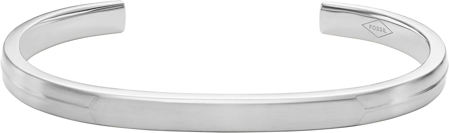 Fossil Men's Plated Stainless Steel Engravable Personalized Gift ID, Chain or Cuff Bracelet for Men