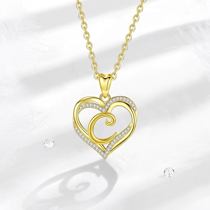 INFUSEU Unique Initial Necklaces for Women Girls Small Heart Letter Jewelry, Meaningful Personalized Gifts